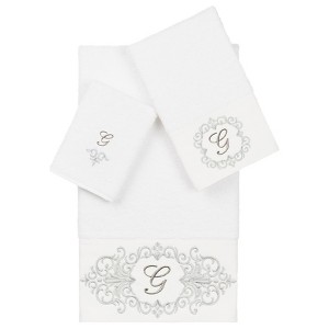 Linum Home Textiles 100% Turkish Cotton MONICA 3PC Embellished Towel Set - 1 of 4