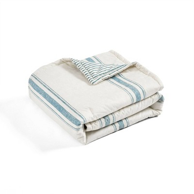 Farmhouse Stripe Luxe Cotton 30"x16" Pet-Friendly Reversible Throw