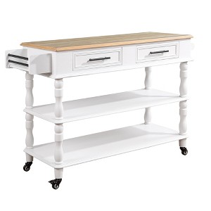 NicBex 56.69Inch Rolling Kitchen Island with 2 Drawers,2 Open Shelves and Spice Rack,Kitchen Cart with Solid Oak Wood Top - 1 of 4