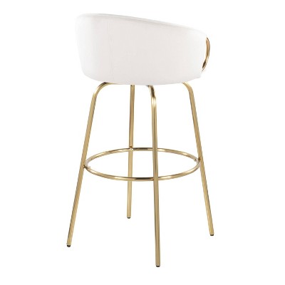 Claire Gold Metal and White Velvet Swivel Barstools, Set of 2