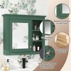 Vynxaria 30" x 28" Wall-Mounted Medicine Cabinet with Mirror and 3 Open Shelves - Modern Bathroom Storage Solution£¬Green - 3 of 4