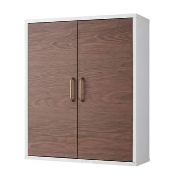 Teamson Home Tyler Two Tone Modern Removable Wooden Cabinet Walnut/White, Elegant Home Fashions