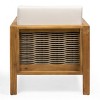 Gulches Outdoor Acacia Wood Club Chair with Wicker Accents - Teak/Mixed Brown/Beige, Water-Resistant Cushions, Slat Design - 4 of 4