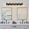 BAOURE 4 Light Farmhouse Vanity Light 28.74in Modern Black Bathroom Light Fixture Over Mirror with Seeded Glass, Wall Sconce for Bathroom - 3 of 4