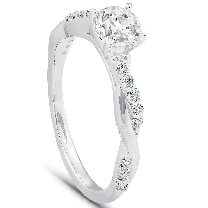 Pompeii3 1/2Ct Diamond Infinity Engagement Ring Womens 14k White Gold Interwoven Band, 3 of 6