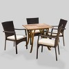 Ferris 5pc Acacia Wood & Wicker Patio Dining Set - Brown - Christopher Knight Home - 2 of 4