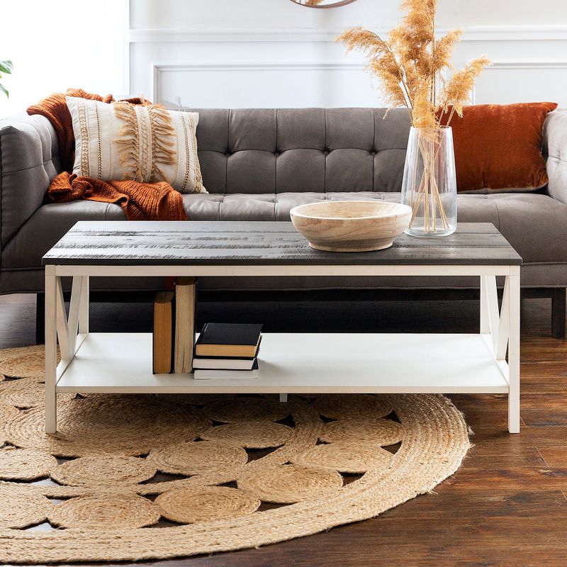 48" Two-Tone Distressed Wood Transitional Coffee Table - Saracina Home, 5 of 17