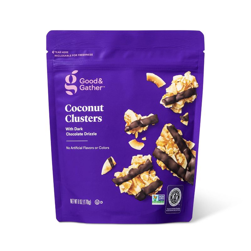 Coconut Clusters with Dark Chocolate Drizzle - 6oz - Good &#38; Gather&#8482;, 1 of 7