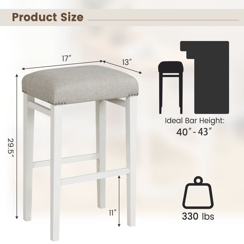 Tangkula 4 PCS Backless Counter Height Stools home Chairs Gray, 3 of 4