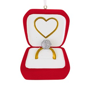 Polarx 4.0 Inch Engagement Ring Christmas Tree Ornament , Christmas Decor Love Jewelry Box (1PC) - 1 of 4