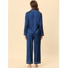 cheibear Women's Satin Button Down Lounge Tops and Pants Sleepwear Pajama Set - 3 of 4