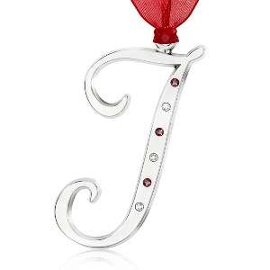 Gloria Duchin Silvertone Initial J Tree Ornament - 1 of 4