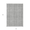 Gray Silver And Ivory Geometric Washable Indoor Outdoor Area Rug - 3 of 4