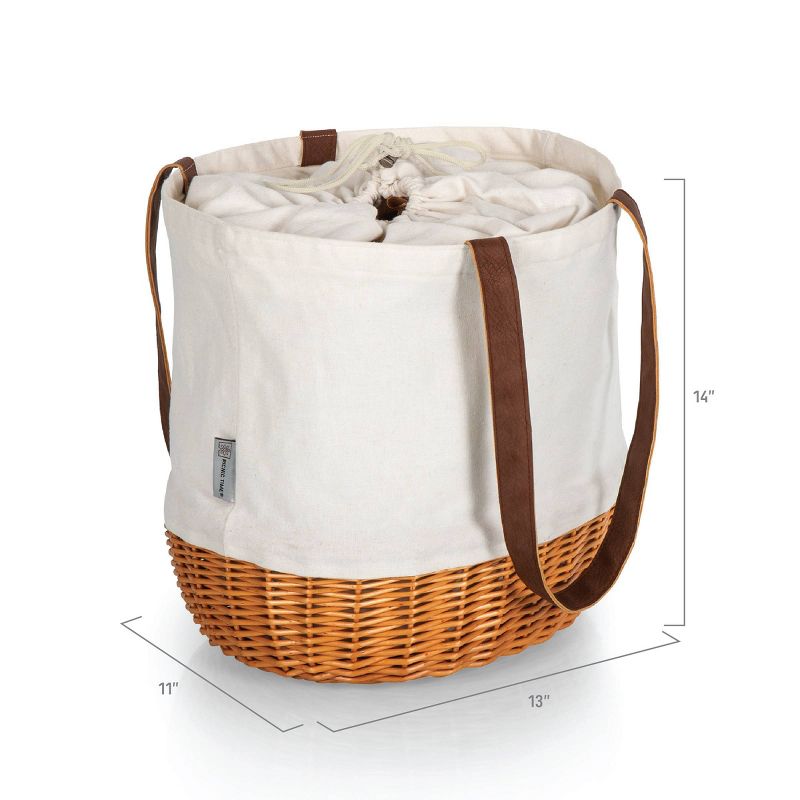 Picnic Time Coronado Canvas and Willow Basket Tote with Beige Canvas, 6 of 7