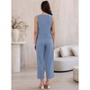 INSPIRE CHIC Women's Button Vest High Waist Pockets Textured Dressy Lounge Pants 2 Piece Suit Set - 3 of 4