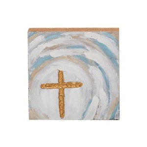 Transpac Wood Block with Cross Handpainted He Is Home Decorations Easter - 1 of 1