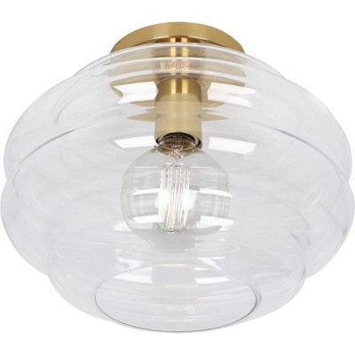 Horizon Modern Brass and Clear Glass 9.25" Flush Mount