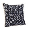 Yukimo 18" Cordas Navy/White Throw Pillow, Decorative Pillow with Fringe, Textured Stripes and Geometric Motifs, Cotton Blend, Insert Included - 2 of 4