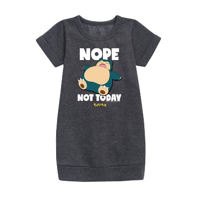 - Pokémon - Nope Not Today Snorlax Graphic Short Sleeve Fleece Dress
