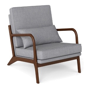 Costway 1/2 PCS Modern Accent Chair Upholstered Leisure Armchair with Rubber Wood Armrests & Legs - 1 of 4