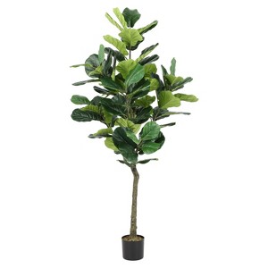 Artificial Tree - Faux 50" Potted Fiddle Leaf Fig Tree - FXP2002 - Green - Safavieh - 1 of 4