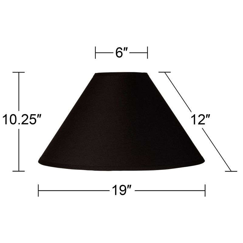 Springcrest Set of 2 Empire Lamp Shades Black Large 6" Top x 19" Bottom x 12" Slant Spider with Replacement Harp and Finial Fitting, 6 of 8
