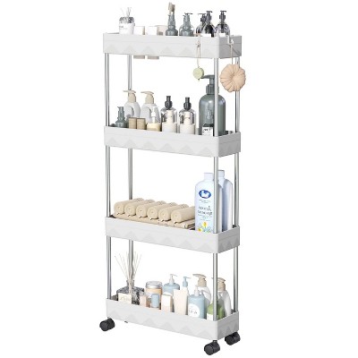 LunaLulinlk 4 Tier Slim Rolling Storage Cart, Kitchen Storage Organizer, Utility Shelving Unit