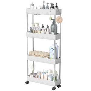 LunaLulinlk 4 Tier Slim Rolling Storage Cart, Kitchen Storage Organizer, Utility Shelving Unit - 1 of 4