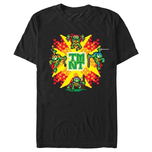 Men s Teenage Mutant Ninja Turtles Retro 8 bit Explosion Logo T shirt Target