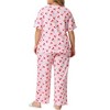 Agnes Orinda Women's Plus Size Short Sleeve Cherry Print Elastic Soft Pockets Pajama Set 2 Pcs - 4 of 4