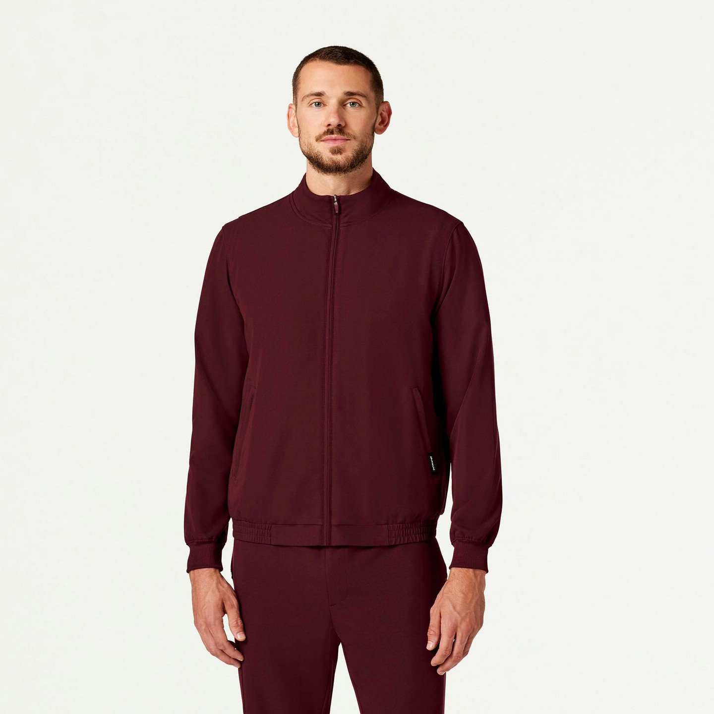 Jaanuu Wolfe Everyday 6-Pocket Scrub Jacket UltraLAST Fabric - Burgundy, M — фото 1