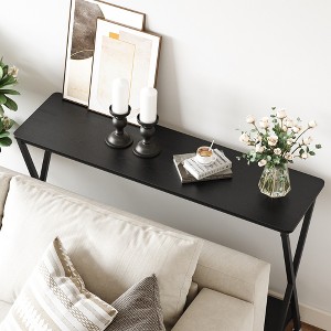 Narrow Console Table, 2-Tier Farmhouse Sofa Table with Shelves, Behind Couch Table for Living Room Hallway Entryway - 1 of 4