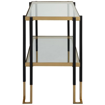 Kentmore Rectangular Black and Gold Glass Side Table