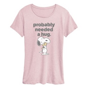 Women's - Peanuts - Snoopy Woodstock Need Hug Short Sleeve Graphic T-Shirt - 1 of 4