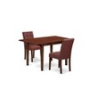 East West Furniture NFAS3-MAH-26 3 Piece Dining Table Set consists A Dining Table and 2 Burgundy Faux Leather Upholstered Chairs, Mahogany - 2 of 4