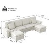 Kinsuite 6-Seat Sectional Sofa - 117" L Modern Couch with 2 Ottomans, Beige - 2 of 4