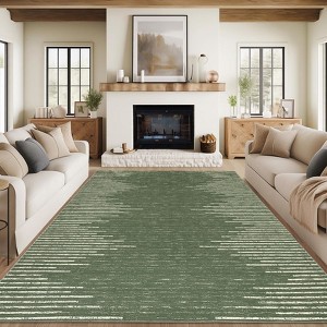 Machine Washable 8x10 Area Rug Non Slip Non Shedding Rug Modern Minimalistic Striped Low Pile Foldable Rugs Stain Resistant Carpet For Bedroom - 1 of 4