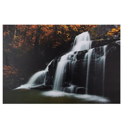 Northlight 23.5" Natures Woods Autumn Waterfall Scene Canvas Wall Art