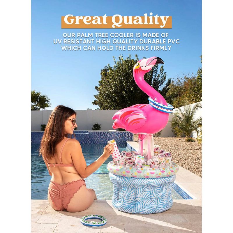 Syncfun 50in Pink Flamingo Inflatable Cooler Ring Toss Game, Beverage Drink Containers Pool Party Decoration, 3 of 7
