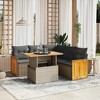 vidaXL 6 Piece Patio Sofa Set with Cushions Poly Rattan - Gray - 2 of 4