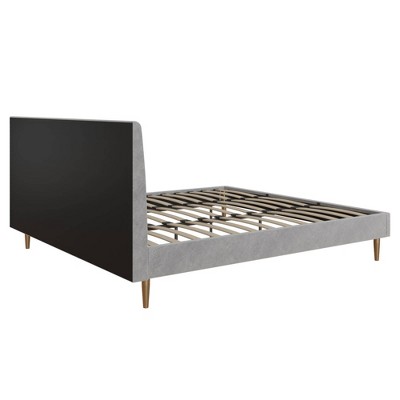 Daphne King-Sized Light Gray Velvet Upholstered Bed with Tufted Headboard