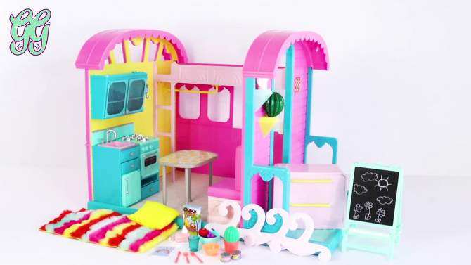 Glitter Girls Caravan Home Dollhouse &#38; Furniture Playset for 14&#34; Dolls, 2 of 13, play video