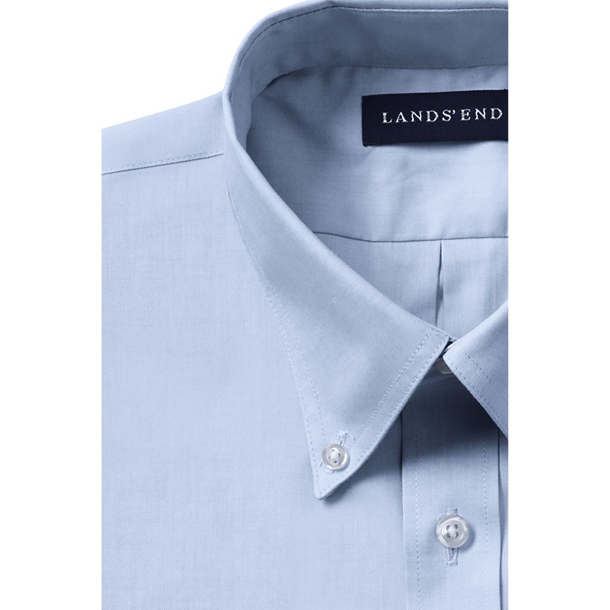 Lands' End School Uniform Kids Long Sleeve No Iron Pinpoint Dress Shirt - thumbnail 6