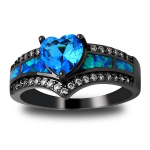 Black Engagement Ring for Women Mystic Topaz CZ Heart Promise Ring  Gift for Her Ginger Lyne - 1 of 4