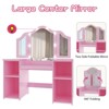Kids Vanity Table with Tri-Fold Mirror & Chair - Wooden Makeup Playset for Girls with Storage Shelves - 4 of 4