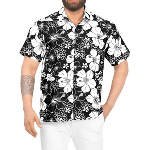 LA LEELA Mens Hawaiian Shirts Short Sleeve Button Down Shirt Floral Shirt Men Casual Beach Holiday Hawaii Island Shirts for Men Funny - 1 of 4