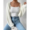 Women's Long Sleeve Open Front Knitted Crop Sweater Cardigan Drop Shoulder Knit Bolero Shrug - 4 of 4