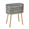 LuxenHome Set of 2 Aztec Gray Metal Cachepot Planters with Wood Legs - 4 of 4