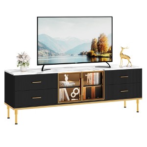 Whizmax 65 Inch TV Stand with LED Lights, Modern Entertainment Center with 4 Drawers & Shelves & Glass Doors, TV Console Table for 55/65/75 Inch TV - 1 of 4