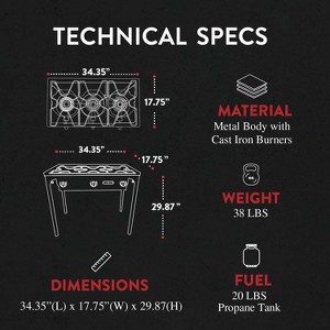 GasOne Outdoor Triple High Pressure Propane Burner with Stand Stove Gas Cooker With Adjustable High Pressure Regulator and Hose, Black, B-6565 - 1 of 4